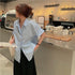 WANWAN Collar Down Short Sleeves Shirts